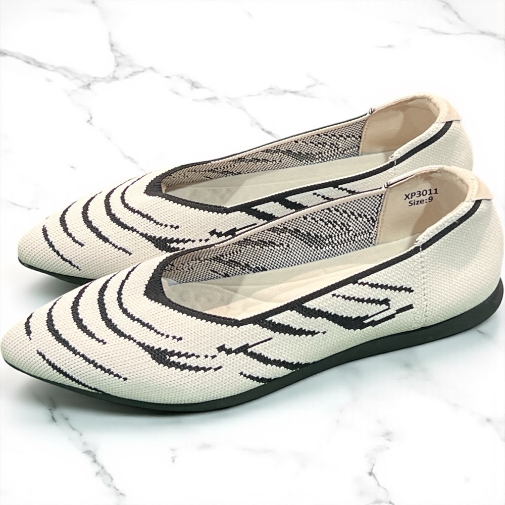 Comfort Stylish Zebra Pointed Toe Flat Slip-On Shoes NWOT